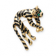 Broches llamativos tigre Dorado-negro-verde