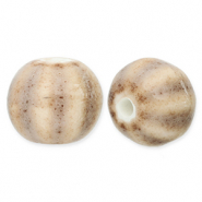 Abalorios de cer&aacute;mica con rayas 12mm Topo claro
