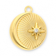 Colgantes Acero Inox luna y estrella con strass Dorado-transparente