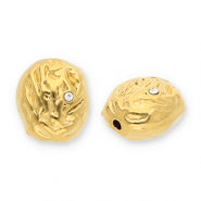 Abalorios Acero Inox óvalo con strass Dorado-transparente