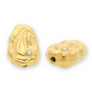 Abalorios Acero Inox óvalo con strass Dorado-transparente