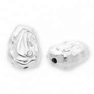 Abalorios Acero Inox óvalo con strass Plateado-transparente