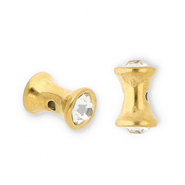 Abalorios Acero Inox diabolo con strass Dorado-transparente