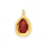 Colgantes Acero Inox gota con faceta Dorado-rojo
