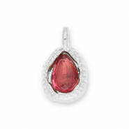 Colgantes Acero Inox gota con faceta Plateado-rosa oscuro