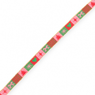 BY31® Cinta con texto lineas Navidad Rosa claro-rojo-verde-dorado