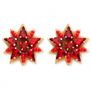 Pendientes Trendy estrella Rojo-plateado-marrón