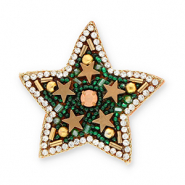 Broches estrella Verde-cristal-marrón
