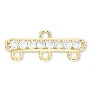 Metal TQ lat&oacute;n entrepieza con 3 anillas Dorado-transparente