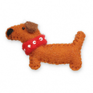 Broches fieltro perrito salchicha Naranja marrón-rojo-blanco