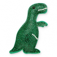 Colgantes llamativos con strass dinosaurio Verde oscuro-cristal-negro