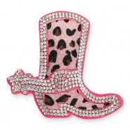 Colgantes llamativos con strass bota vaqueras con estampado leopardo Cristal-rosa vintage-rosa oscuro