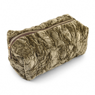 BY31&reg; Neceser terciopelo con detalles circulares cosidos Marr&oacute;n oliva