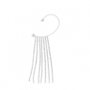 Pendiente de lat&oacute;n Eco-brass&reg; ear cuff con strass Plateado-cristal