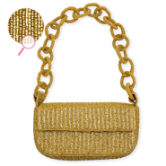 Bolso de mano con abalorios de vidrio Dorado
