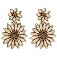 Pendientes trendy con abalorios de vidrio flores Dorado
