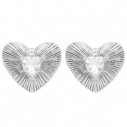 Pendientes Acero Inox coraz&oacute;n Plateado-cristal