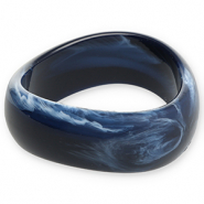 Pulseras bangle de resina Azul oscuro-blanco
