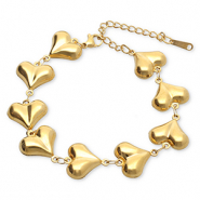 Pulseras Acero Inox corazón Dorado