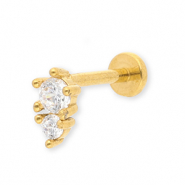 Piercing oreja Acero Inox con strass Dorado-cristal