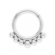 Piercing oreja Acero Inox clicker anillo con bolas Plateado