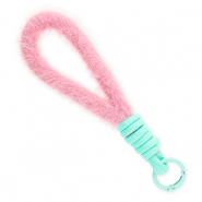 Cord&oacute;n para m&oacute;vil trendy peluche Rosa pastel-turqueza