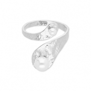 Anillos Acero Inox con perlas Plateado-blanco