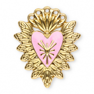 Colgantes Acero Inox sagrado coraz&oacute;n Dorado-rosa claro