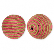 Abalorios acrílicos 22 mm con cordón encerado Verde oliva-rosa oscuro