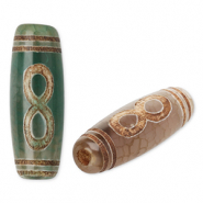 Piedras naturales abalorios Calcedonia tubo infinito Verde-beige-marrón