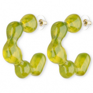 Pendientes resina trendy Verde multicolor