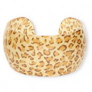 Pulseras bangle de resina con estampado leopardo Multicolor marrón