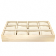 Expositor de joyer&iacute;a 12-compartimentos con almohadilla Natural-blanco lino