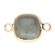 Colgantes de piedra natural entrepiezas 12x12mm Gris-dorado