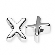 Abalorios alfabeto acr&iacute;lico letra X Plateado