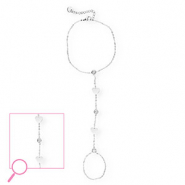 Pulseras anillo Acero Inox corazón Plateado-cristal