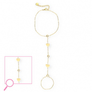 Pulseras anillo Acero Inox corazón Dorado-cristal