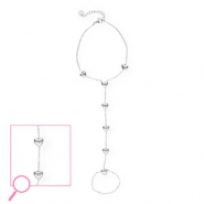 Pulseras anillo Acero Inox corazón Plateado