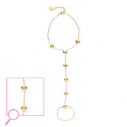 Pulseras anillo Acero Inox corazón Dorado