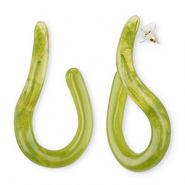 Pendientes resina trendy Verde multicolor