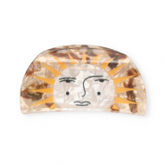 Accesorios pinza para el pelo sol con rostro Marrón nacarado-blanco nacarado-ocre