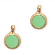 Colgantes de cristal 7mm Verde claro-dorado