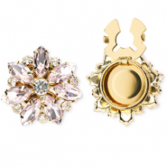 Metal TQ latón cubrebotones flor Dorado-rosa claro-cristal