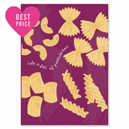 BY31® Tarjetas para joyería "Life is full of pasta-bilities" Magenta púrpura-amarillo