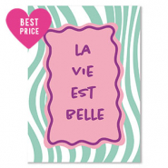 Tarjetas para joyer&iacute;a "la vie est belle" Verde-rosa