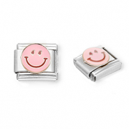 Acero Inox link-eslabón para pulsera italiana con dijes Acero Inox smiley Plateado-rosa claro-púrpura