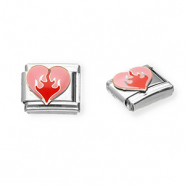 Acero Inox link-eslabón para pulsera italiana con dijes Acero Inox corazón Plateado-rosa-rojo