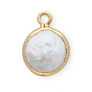 BQ Perlas de agua dulce colgante redondo Dorado-blanco natural