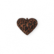 Colgantes trendy corazón con estampado leopardo Marrón oscuro-negro