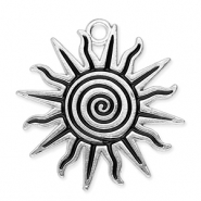 Colgantes metálicos sol con espiral Plateado-negro